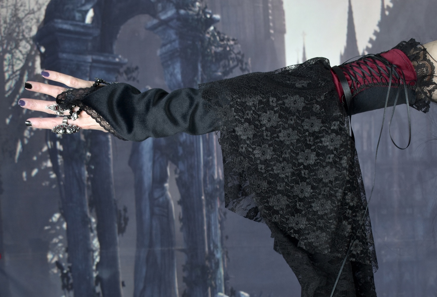 Eviscerella Gloves - steampunk goth gloves by Moonmaiden Gothic Clothing