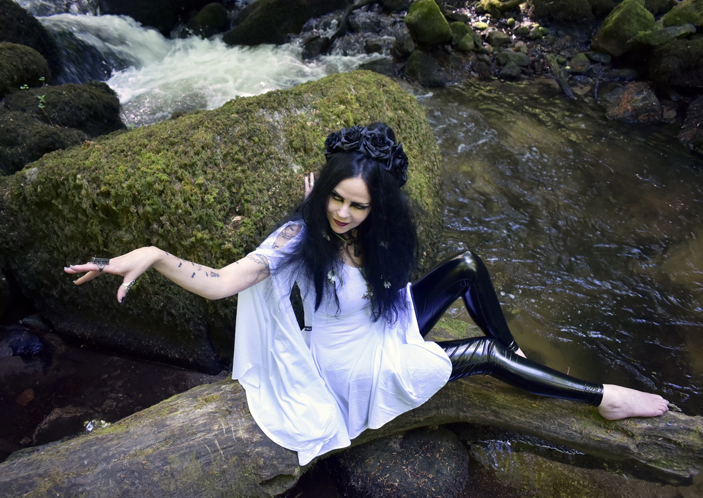 Fae of the Falls Minidress - cotton elven boho goth witch minidress