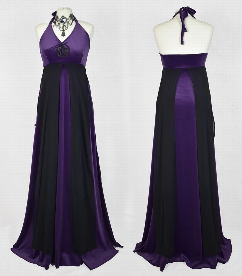 Pentagram Witch Dress - steamed velvet and mesh wiccan goth dress by Moonmaiden Gothic Clothing