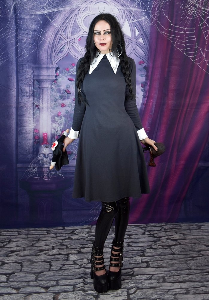 Wednesday Greyday Minidress- New Addams Family cosplay costume by Moonmaiden Gothic Clothing