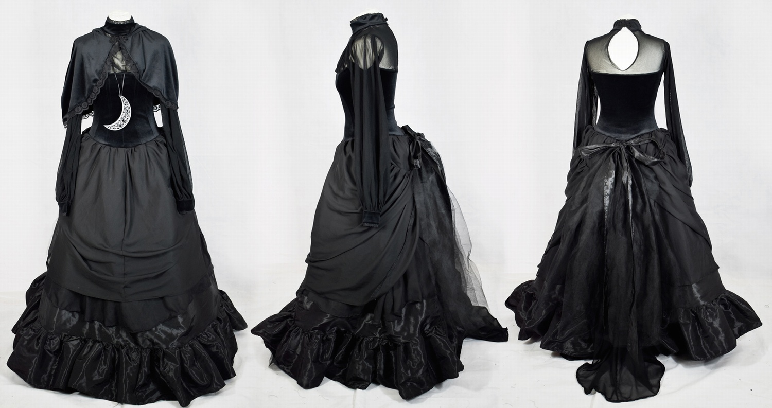 Bavmorda Bustle Gown - goth steampunk victorian gothic dress by Moonmaiden Gothic Clothing