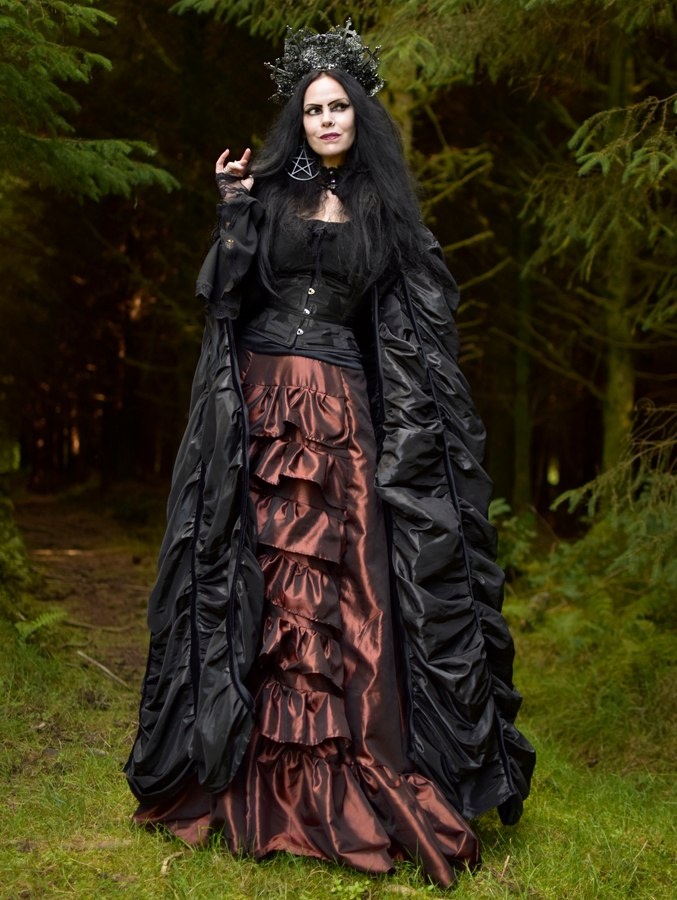 Lily Munsta Basic Witch Cloak - steamed velvet and taffeta Lily Munster goth witch cloak by Moonmaiden Gothic Clothing