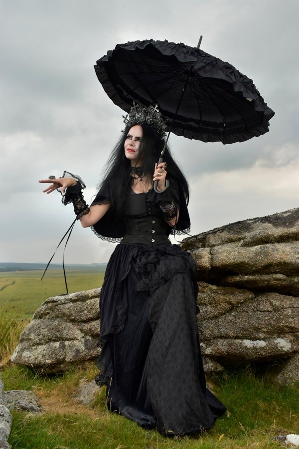 Adella Capelet - steamed velvet and lace trim hooded goth witch steampunk mini-cloak by Moonmaiden Gothic Clothing