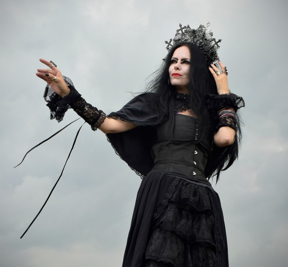 Adella Capelet - steamed velvet and lace trim hooded goth witch steampunk mini-cloak by Moonmaiden Gothic Clothing