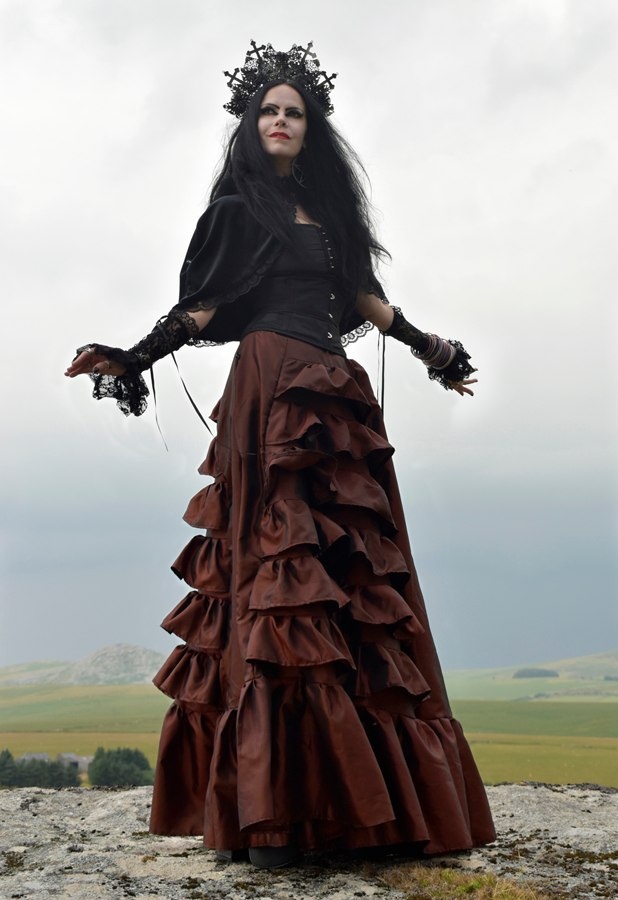 Adella Capelet - steamed velvet and lace trim hooded goth witch steampunk mini-cloak by Moonmaiden Gothic Clothing