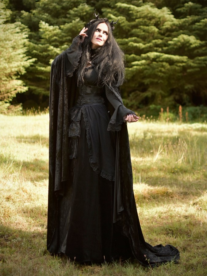 Adella Skirt - long steamed velvet, taffeta, lace and mesh steampunk goth witch skirt by Moonmaiden Gothic Clothing