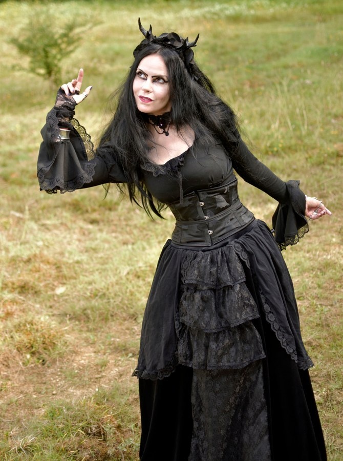 Adella Skirt - long steamed velvet, taffeta, lace and mesh steampunk goth witch skirt by Moonmaiden Gothic Clothing
