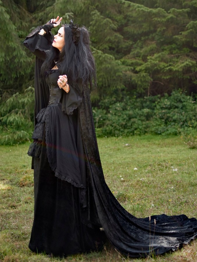 Adella Skirt - long steamed velvet, taffeta, lace and mesh steampunk goth witch skirt by Moonmaiden Gothic Clothing
