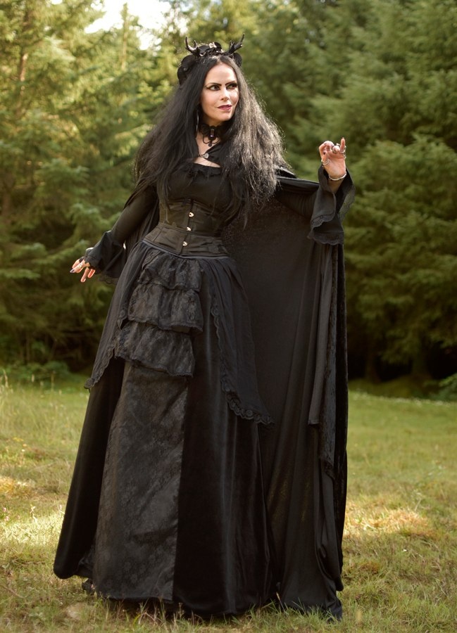 Adella Skirt - long steamed velvet, taffeta, lace and mesh steampunk goth witch skirt by Moonmaiden Gothic Clothing