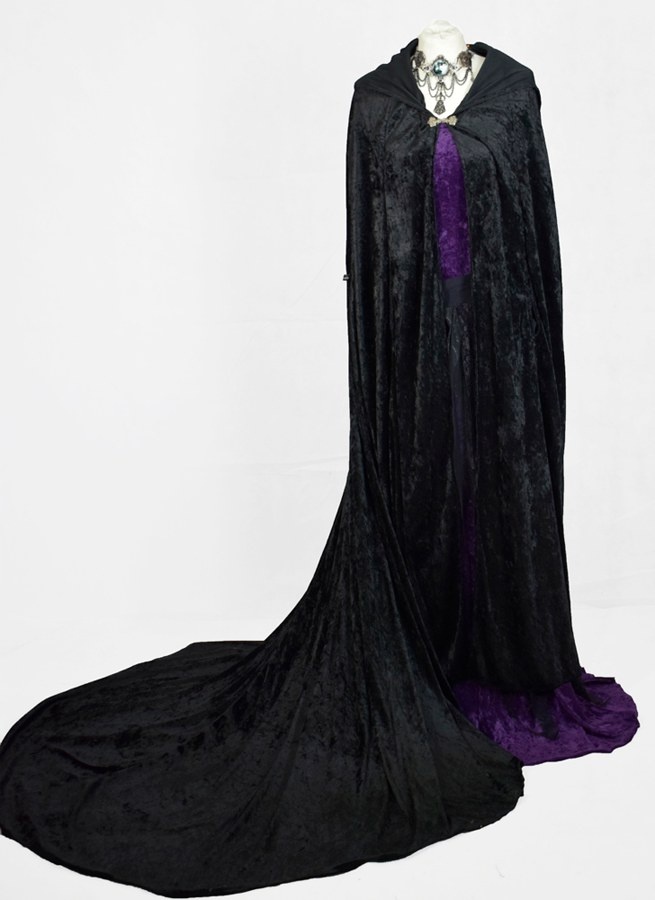 Morticia Requiem Cloak - crushed velvet witchy goth cape by Moonmaiden Gothic Clothing