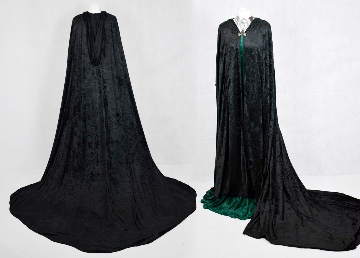 Morticia Requiem Cloak - crushed velvet witchy goth cape by Moonmaiden Gothic Clothing