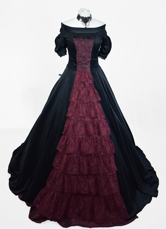 Scarlet in the Shadows Gown - steampunk ballgown by Moonmaiden Gothic Clothing