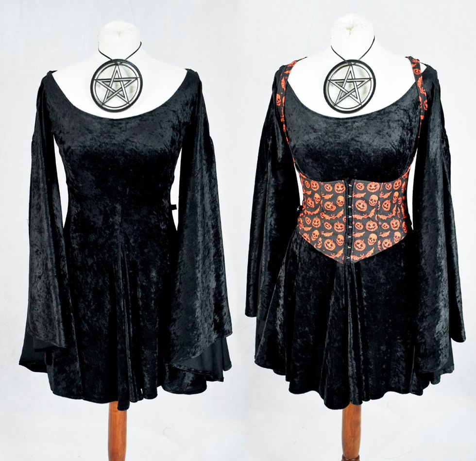 Velvet Fae of the Falls Minidress - crushed velvet goth witch fairy mini dress