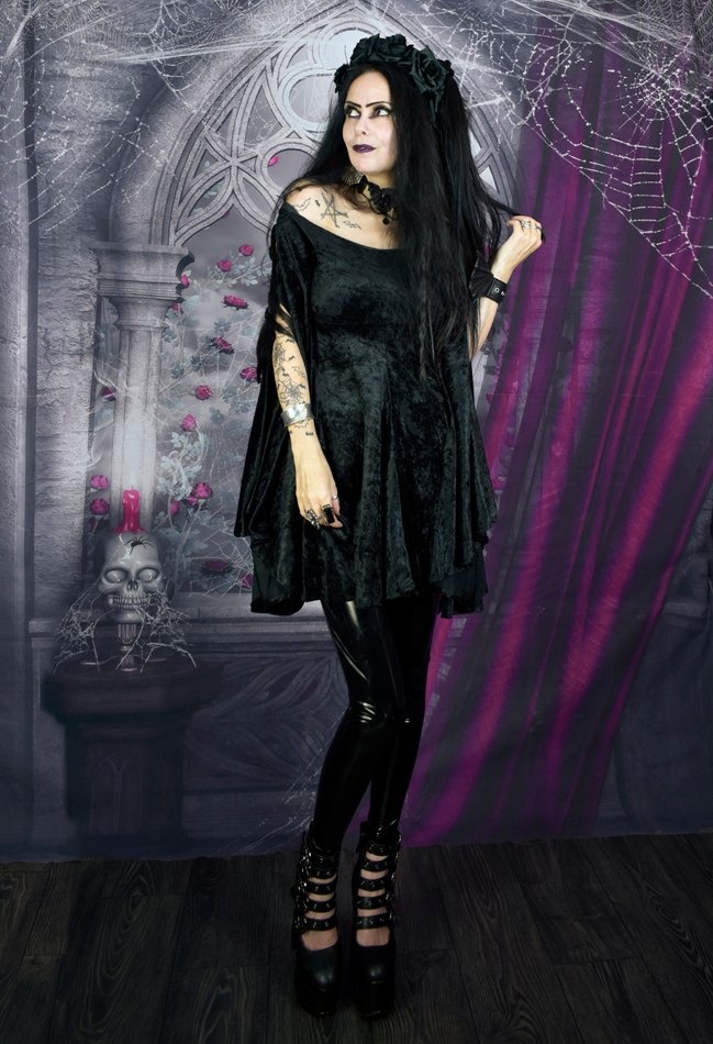 Velvet Fae of the Falls Minidress - crushed velvet goth witch fairy mini dress