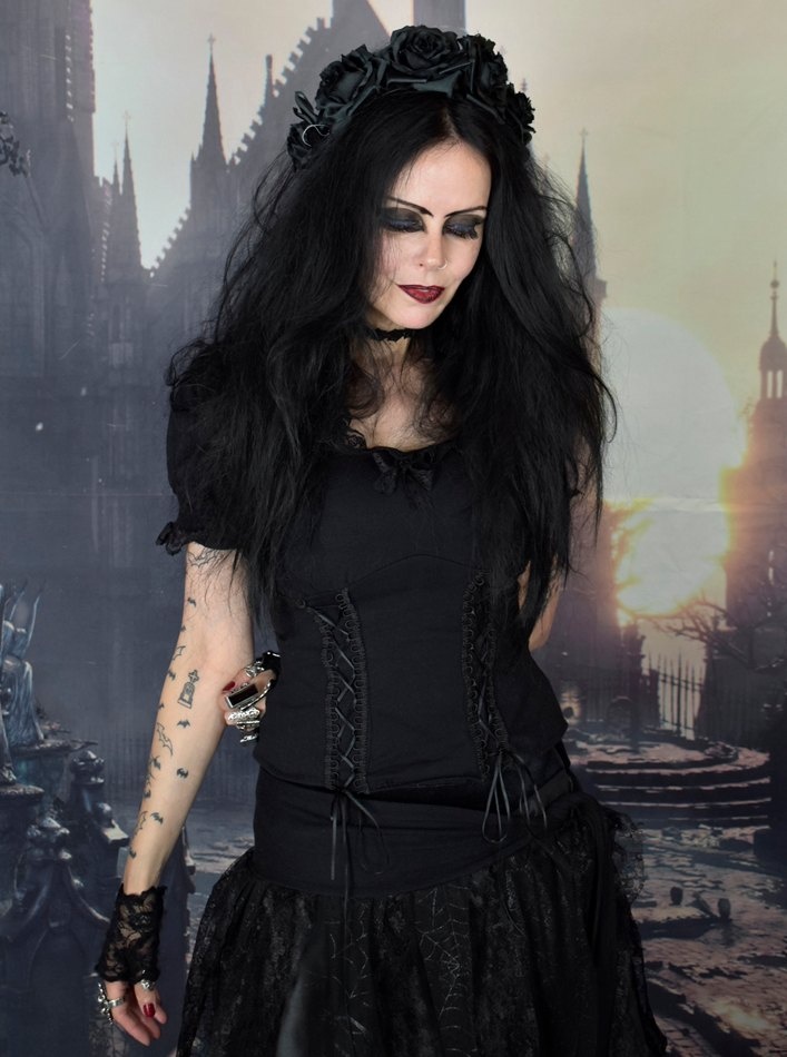 Graveheart Bodice - cotton lycra steampunk witch top by Moonmaiden Gothic Clothing