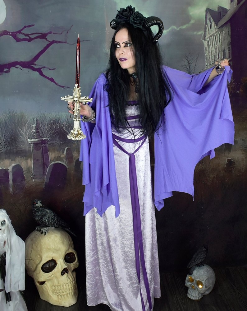 Lily Munster Dress - crushed velvet and mesh Yvonne De Carlo cosplay costume by Moonmaiden Gothic Clothing