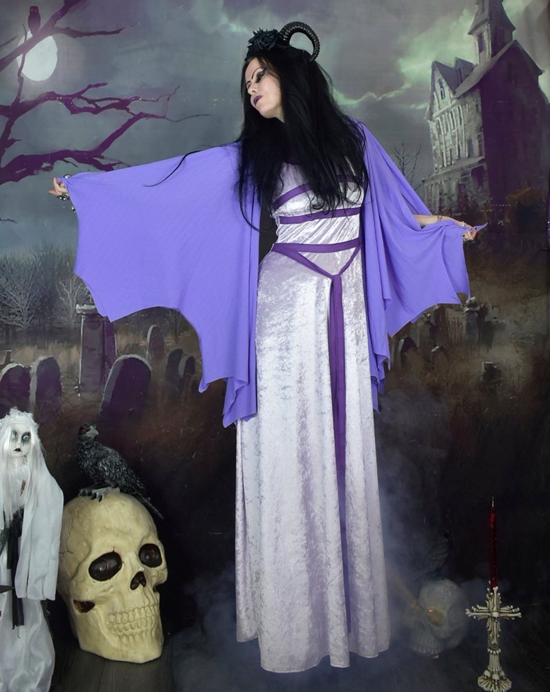 Lily Munster Dress - crushed velvet and mesh Yvonne De Carlo Munsters cosplay costume by Moonmaiden Gothic Clothing