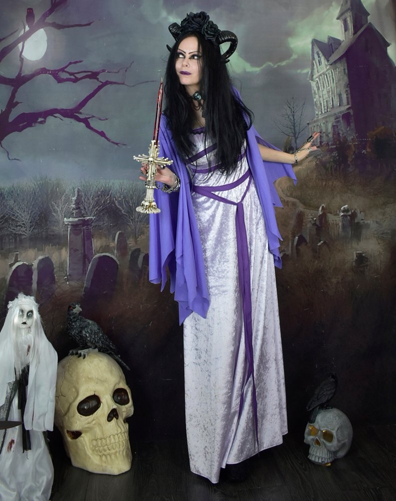 Lily Munster Dress - crushed velvet and mesh Yvonne De Carlo Munsters cosplay costume by Moonmaiden Gothic Clothing