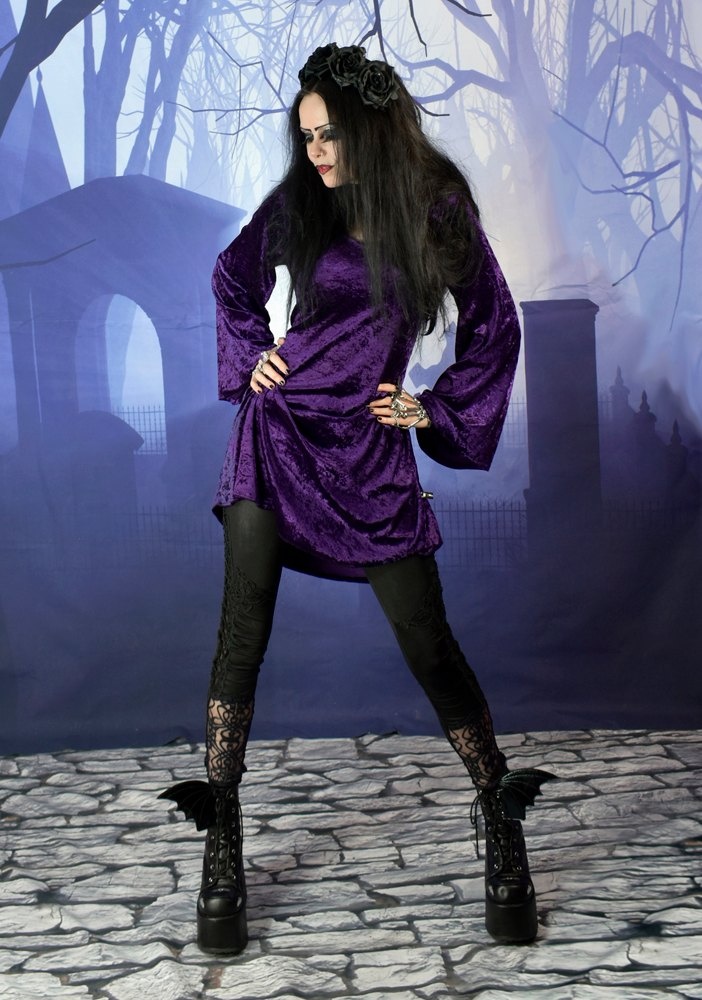 Bethian Minidress - crushed velvet goth witch mini dress by Moonmaiden Gothic Clothing