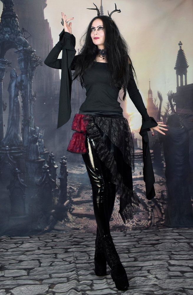 Darkraven Top - cotton lycra goth witchy morticia top by Moonmaiden Gothic Clothing