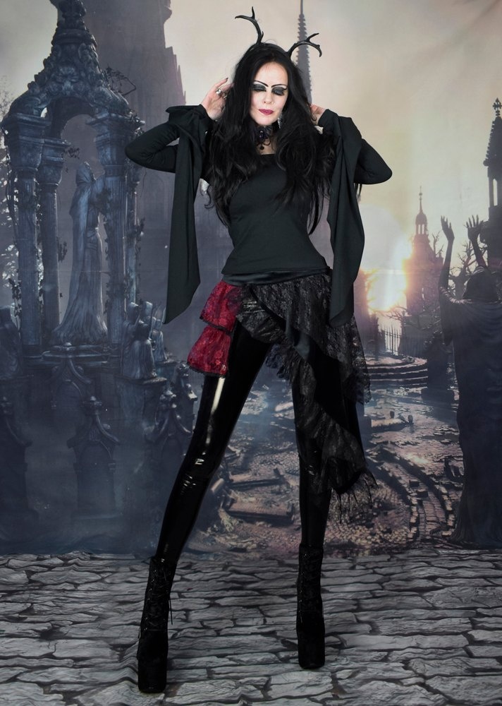 Darkraven Top - cotton lycra goth witchy morticia top by Moonmaiden Gothic Clothing