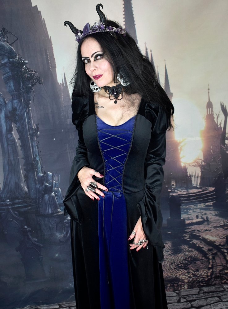 Gofficeia Maiden Gown - steamed velvet medieval renaissance witchy dress by Moonmaiden Gothic Clothing