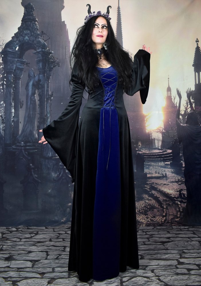 Gofficeia Maiden Gown - steamed velvet medieval renaissance witchy dress by Moonmaiden Gothic Clothing