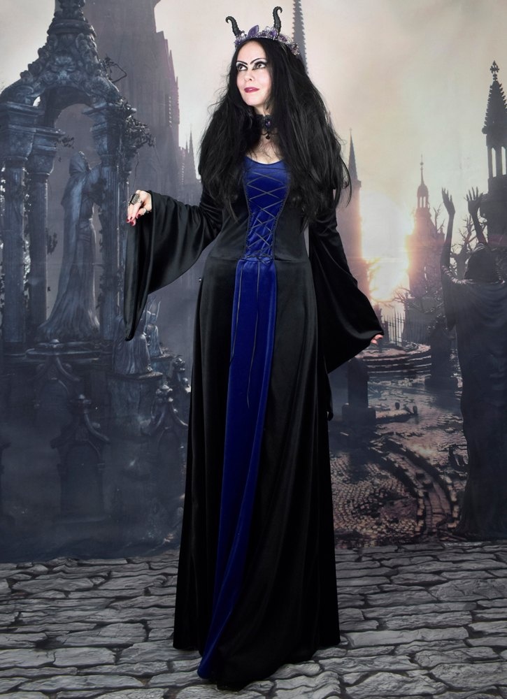 Gofficeia Maiden Gown - steamed velvet medieval renaissance witchy dress by Moonmaiden Gothic Clothing