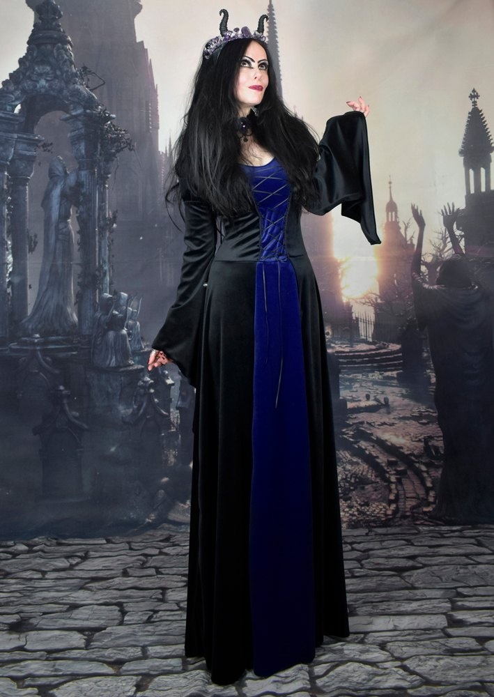 Gofficeia Maiden Gown steamed velvet medieval renaissance witchy dress by Moonmaiden Gothic Clothing