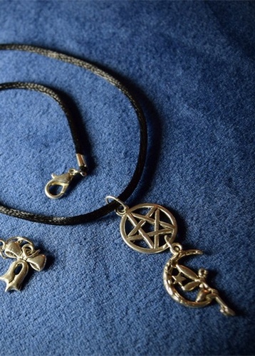 My Beautiful Gothic Pentagram and Moon Fairy Necklace