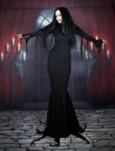 Anjelica Huston Morticia Addams Deluxe Gown