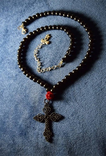 My Beautiful Gothic Rose and Cross Adjustable Necklace