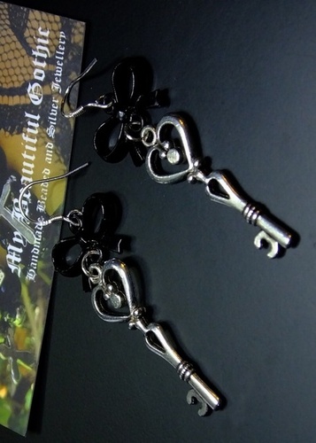 My Beautiful Gothic Key To My Heart Earrings