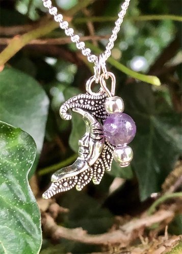 Moon and Amethyst Necklace