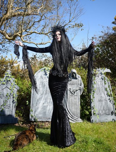 Velvet Morticia Raven Dress