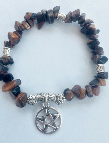 My Beautiful Gothic Tiger's Eye & Pentacle bracelet