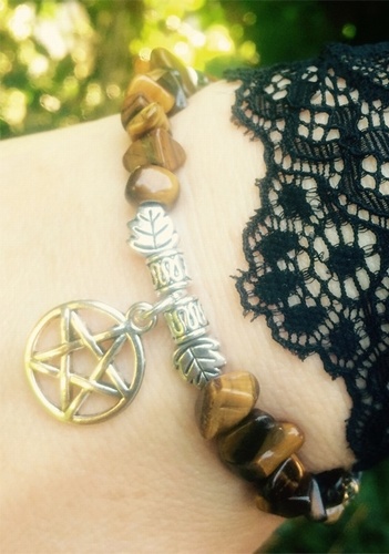 My Beautiful Gothic Tiger's Eye &amp; Pentacle bracelet