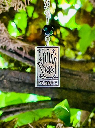 Fortune Tarot &amp; Black Onyx Pendant Necklace