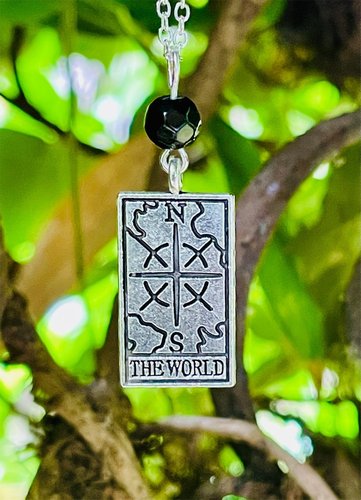 The World Tarot & Black Onyx Pendant Necklace