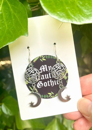 Filigree &amp; Moon Star Earrings