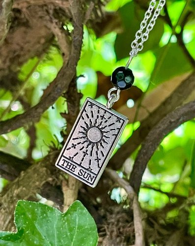 The Sun Tarot &amp; Black Onyx Pendant Necklace