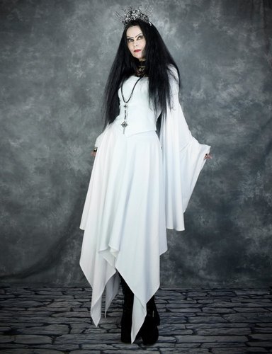 Cotton Elvenwitch Skirt - 10-12 5'2" - White Cotton Jersey