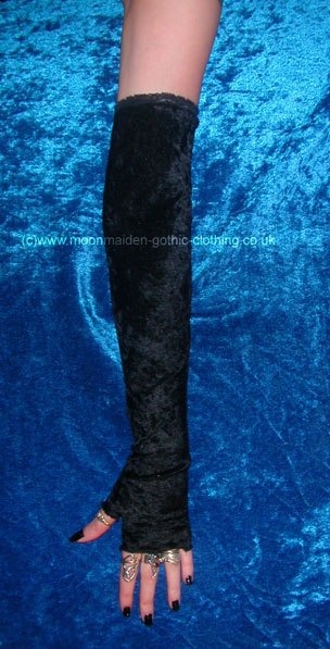 Lace Trim Fingerless Velvet Gloves