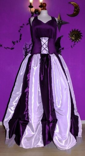 Steampunk Ballgown in Amethyst and White