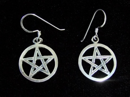 Silver Pentagram Earrings - SALE