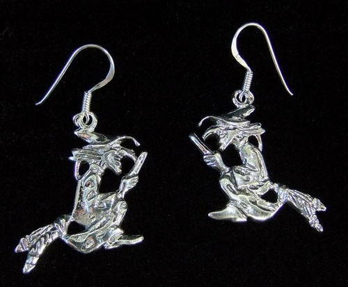 Silver Large Witch Earrings - SALE