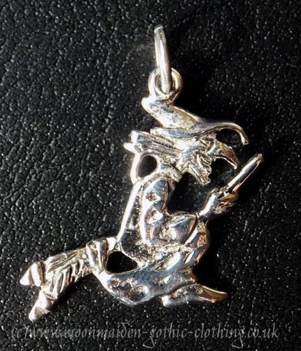 Silver Flying Witch Pendant - SALE