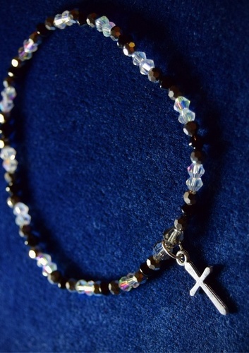 Small Silver Cross Stretch Anklet