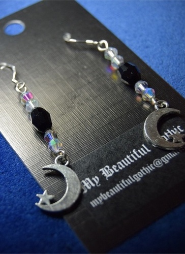 Moon, Star and Crystal Earrings
